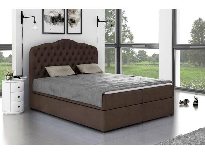 Dorin Boxspringbett Kunstleder CAYENNE Dunkelbraun 200x200 cm ohne Topper von 99rooms