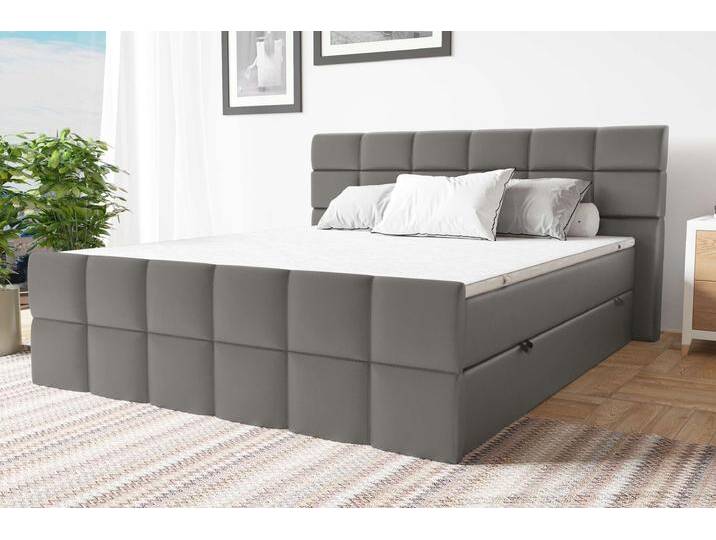 Dunkan Boxspringbett Kunstleder MADRYT Beton 180x200 cm Taschen-Federung von 99rooms