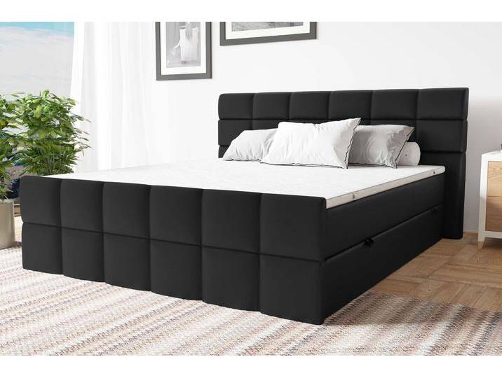 Dunkan Boxspringbett Kunstleder MADRYT Schwarz 180x200 cm Taschen-Federung von 99rooms