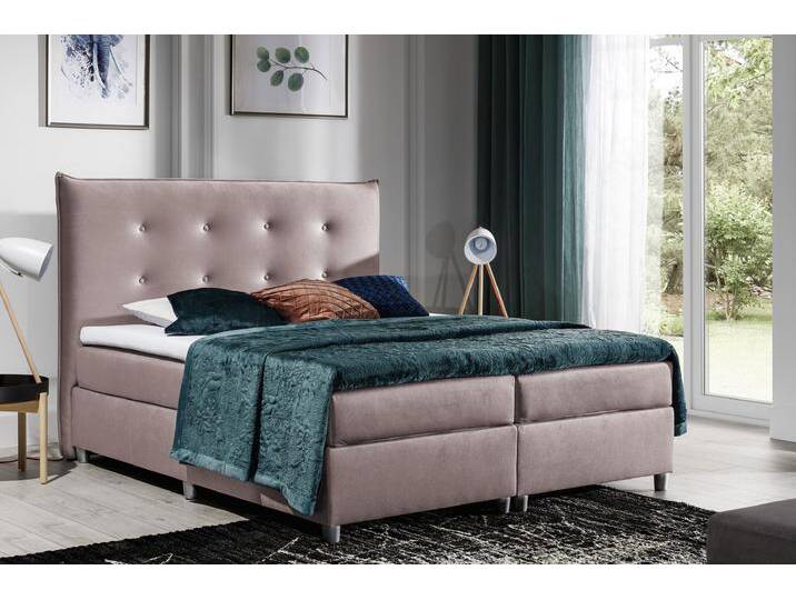 Filip Boxspringbett Velours SOLAR Rosa 140x200 cm von 99rooms