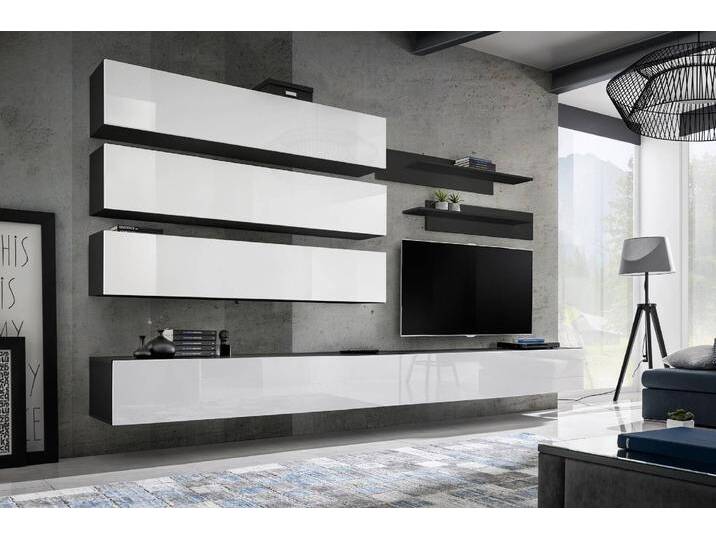 Fli J1 Wohnwand Schwarz Matt Weiß Hochglanz Fli J1 Wohnwand Schwarz Matt Weiß Hochglanz von 99rooms