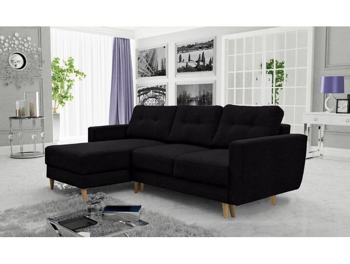 Frampol Ecksofa Mikrofaser Schwarz Links von 99rooms