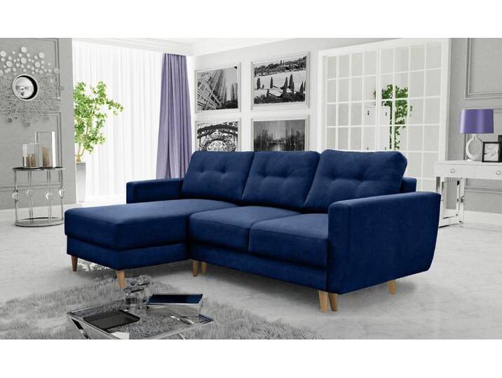 Frampol Ecksofa Velours Blau Links von 99rooms
