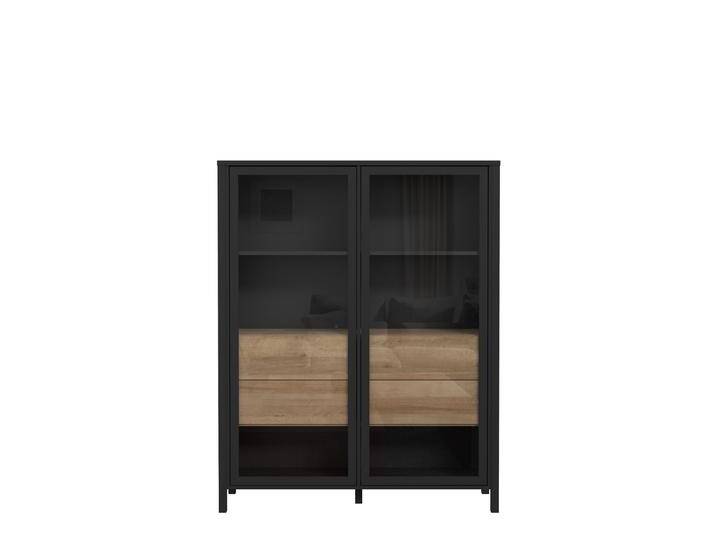 Harryson Vitrine II Riviera Eiche Schwarz mit LED-Beleuchtung von 99rooms