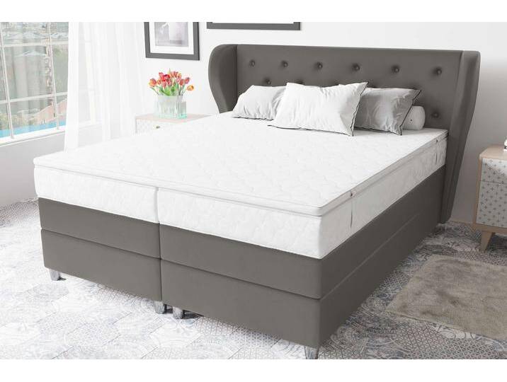 Hermes Boxspringbett 140x200 cm Kunstleder MADRYT Beton Bonell-Federung von 99rooms