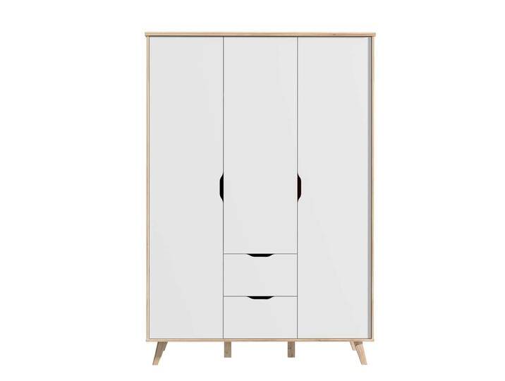 Kanva Drehtürenschrank Plankeneiche Optik Weiß von 99rooms