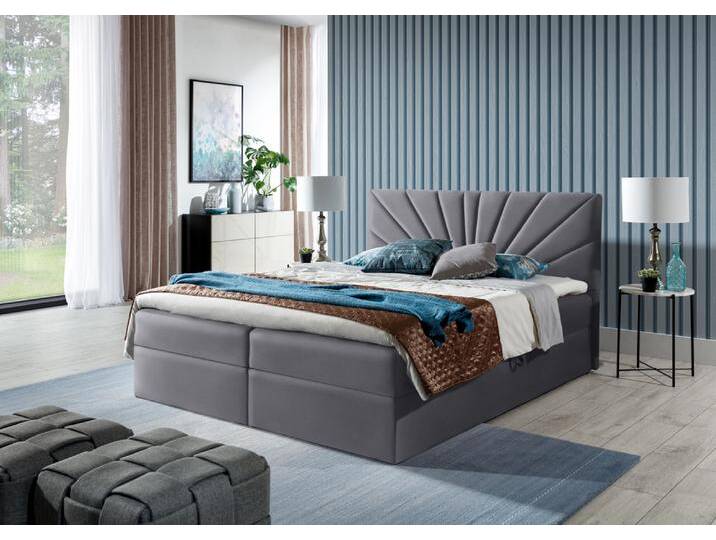 Lazzaro Boxspringbett Velours JASMINE Dunkelgrau 200x200 cm Lazzaro Boxspringbett Velours JASMINE Dunkelgrau 200x200 cm von 99rooms
