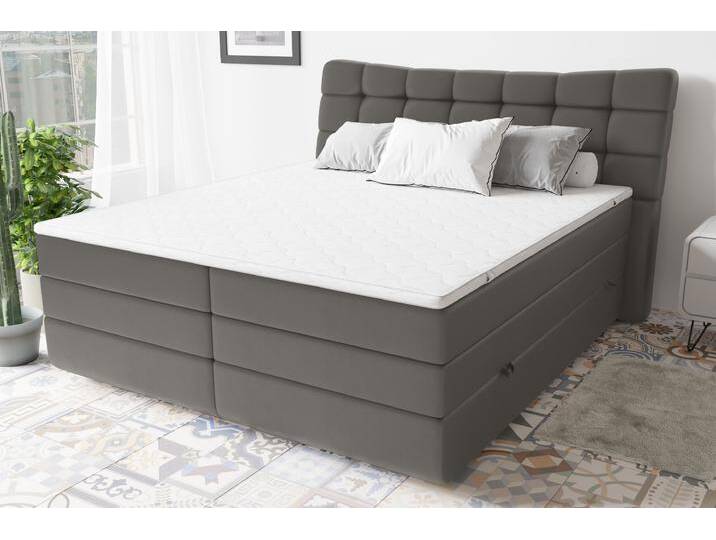 Leonhard Boxspringbett Kunstleder MADRYT Beton 140x200 cm Taschen-Federung von 99rooms