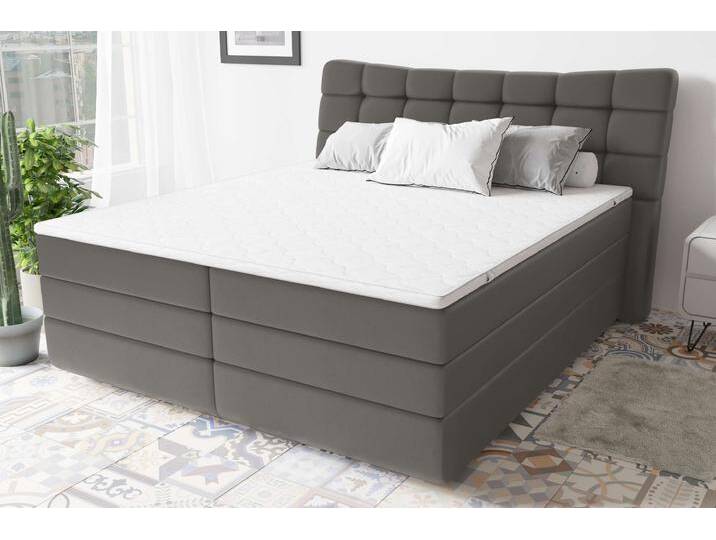 Leonhard Boxspringbett Kunstleder MADRYT Beton 180x200 cm Bonell-Federung von 99rooms