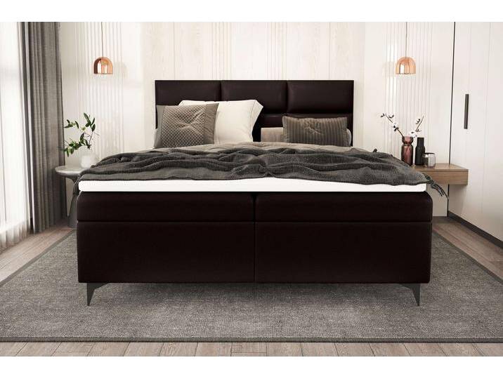 Libretto Boxspringbett 160x200 cm Kunstleder Dunkelbraun von 99rooms