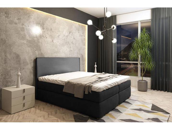 Lilian Boxspringbett 160x200 cm Kunstleder Schwarz von 99rooms
