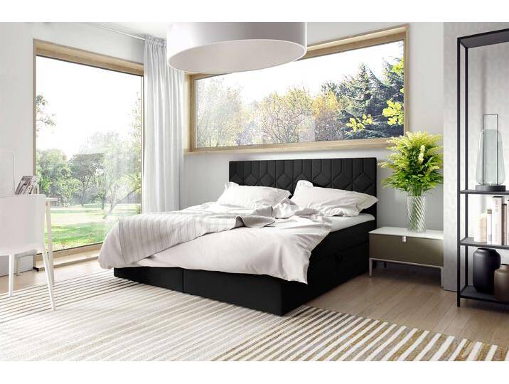 Lucia Boxspringbett 200x200 cm Strukturstoff INARI Schwarz Lucia Boxspringbett 200x200 cm Strukturstoff INARI Schwarz von 99rooms