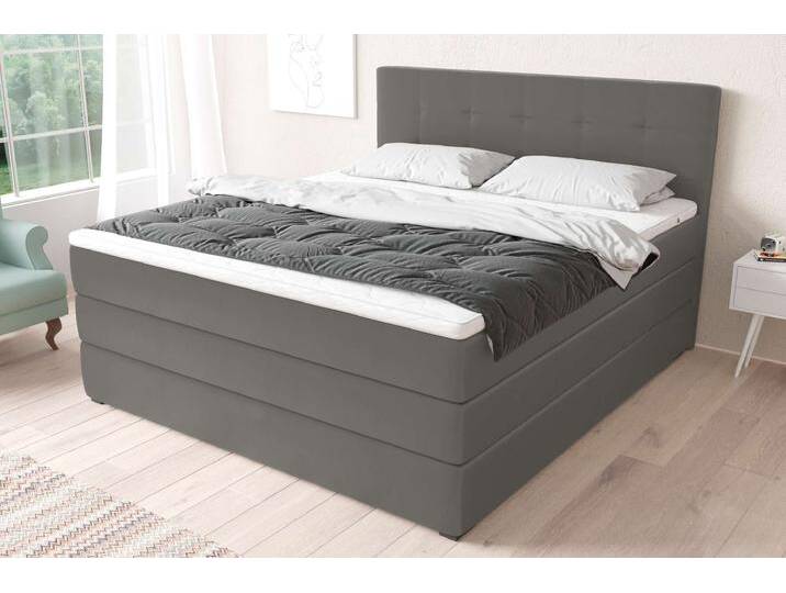 Madagaskar Boxspringbett Kunstleder MADRYT Beton 160x200 cm Taschen-Federung von 99rooms