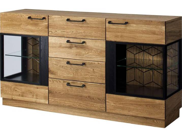 Marakesh Kommode II Massivholz Honig Eiche Schwarz Matt mit LED-Beleuchtung von 99rooms
