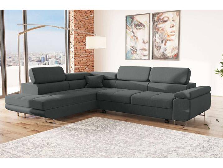 Marokko Ecksofa Dunkelgrau Strukturstoff INARI Links von 99rooms