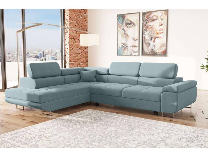 Marokko Ecksofa Hellblau Strukturstoff INARI Links von 99rooms