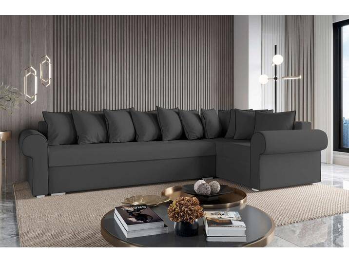 Mateo Ecksofa Velours KRONOS Dunkelgrau Rechts von 99rooms