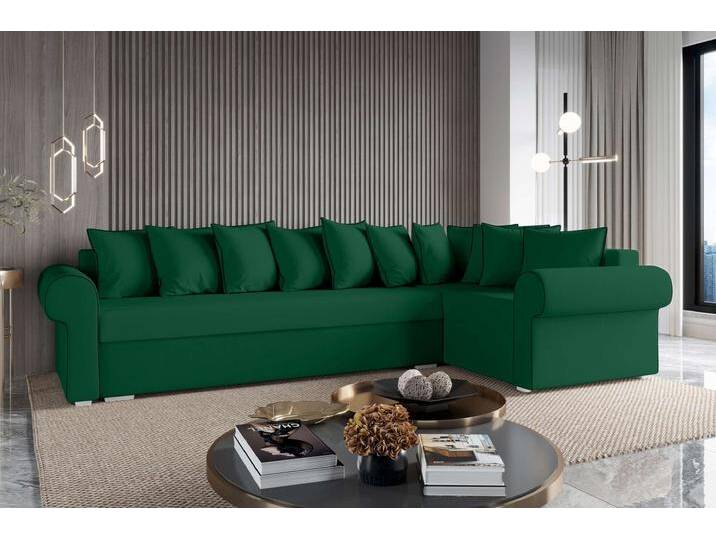 Mateo Ecksofa Velours KRONOS Dunkelgrün Rechts von 99rooms