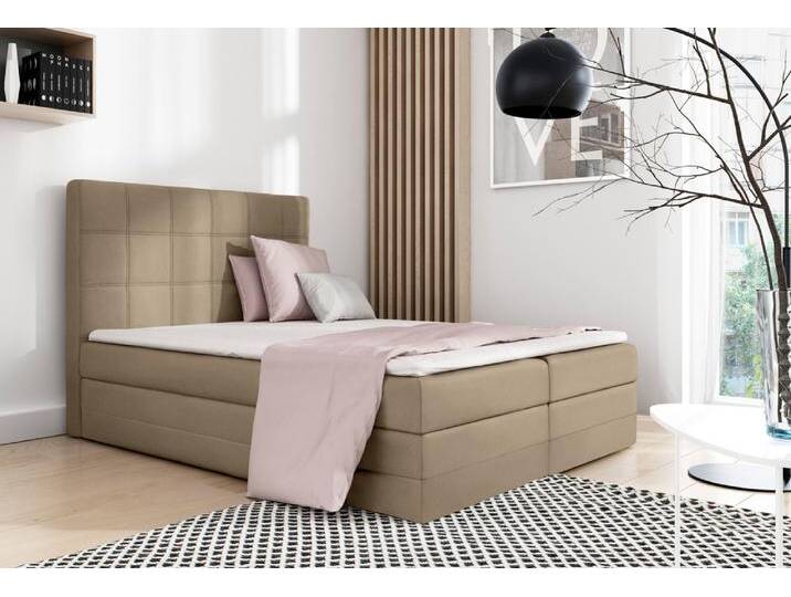 Minor Boxspringbett Velours JASMINE Creme 200x200 cm von 99rooms