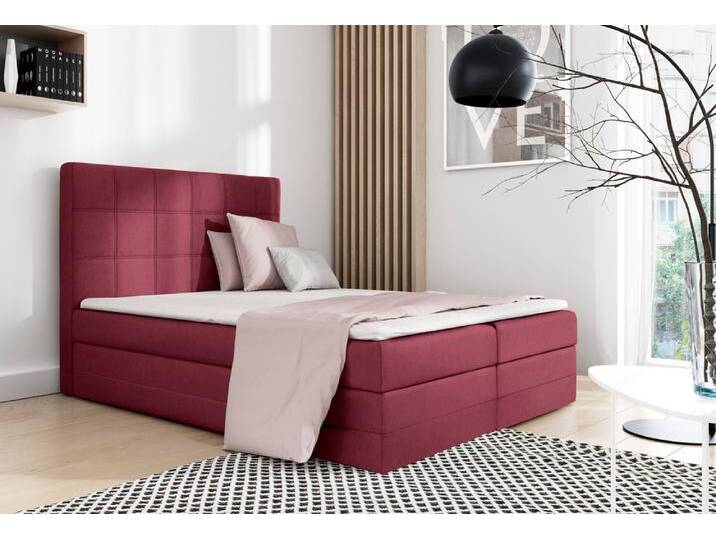 Minor Boxspringbett Velours MONOLITH Bordeaux 120x200 cm von 99rooms