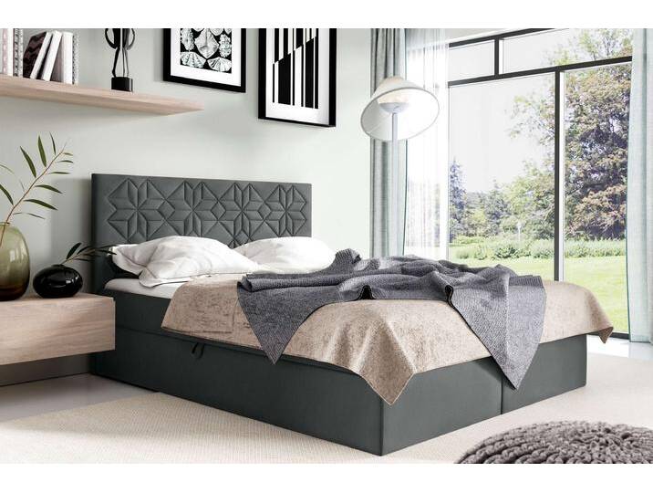 Montana Boxspringbett 180x200 cm Strukturstoff INARI Dunkelgrau von 99rooms