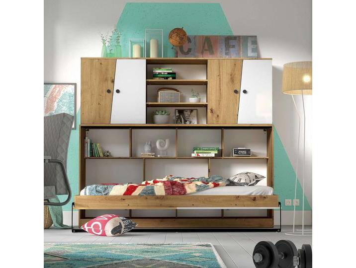 Narin Kinderzimmer-Set I Eiche Artisan Hochglanz Weiß Hochglanz Schwarz Hochglanz von 99rooms