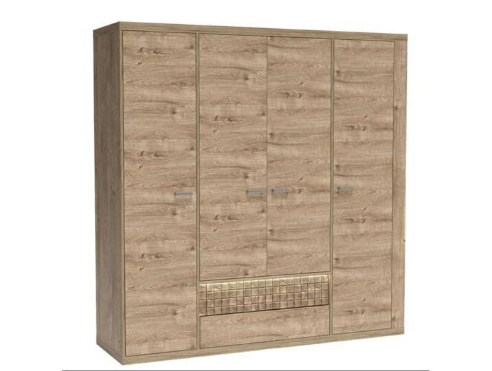Nerimo Drehtürenschrank Ribbeck Eiche mit LED-Beleuchtung von 99rooms
