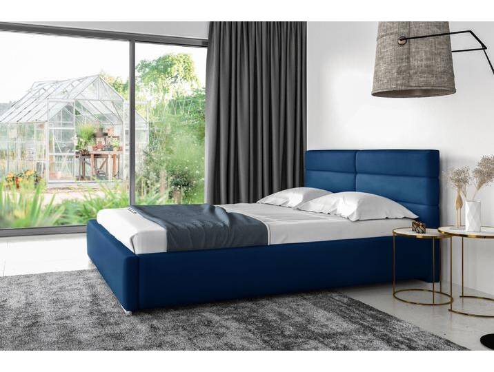 Odalys Polsterbett Velours MONOLITH Blau 200x200 cm mit Bettkasten von 99rooms