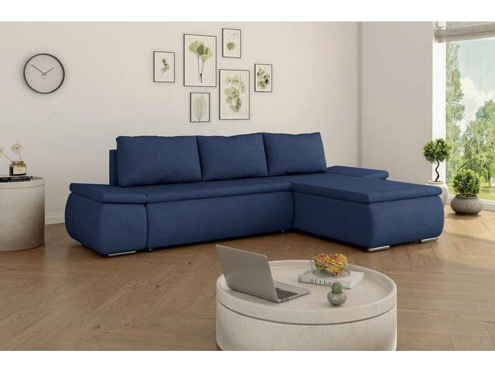 Olin Ecksofa Velours MANILA Dunkelblau Rechts von 99rooms