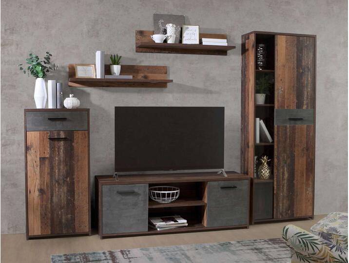 Pabol Wohnwand Altes Holz Beton Optik von 99rooms
