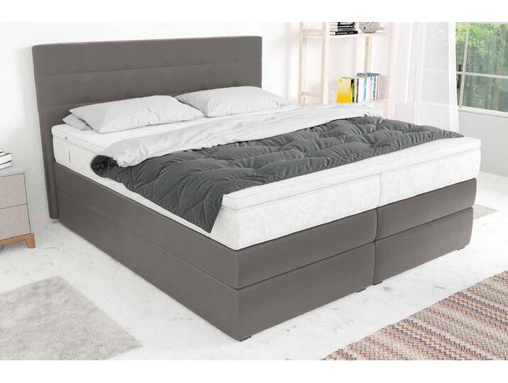 Palermo Boxspringbett Kunstleder MADRYT Beton 160x200 cm Bonell-Federung von 99rooms