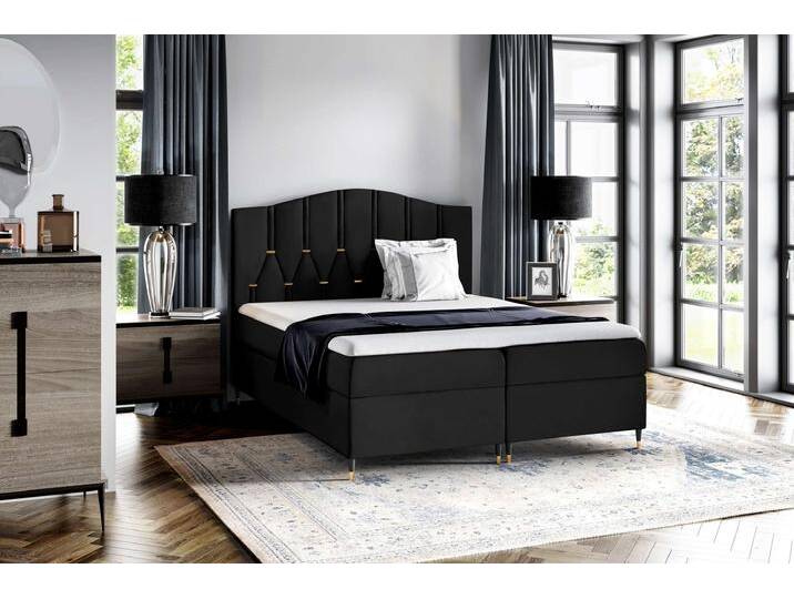 Palmira Boxspringbett 200x200 cm Velours Jasmine Schwarz von 99rooms