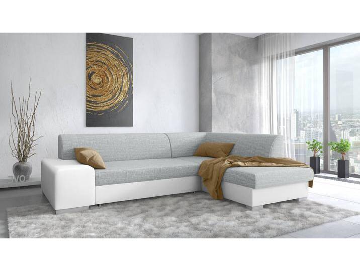 Panaro Ecksofa Kunstleder MADRYT Strukturstoff BERLIN Weiß Hellgrau Rechts mit von 99rooms