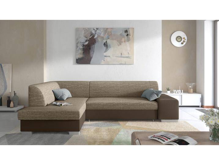 Piave Ecksofa Kunstleder MADRYT Strukturstoff BERLIN Dunkelbraun Braun Links mit von 99rooms