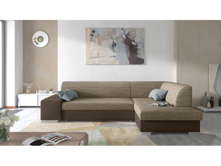Piave Ecksofa Kunstleder MADRYT Strukturstoff BERLIN Dunkelbraun Braun Rechts mit von 99rooms