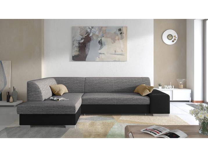 Piave Ecksofa Kunstleder MADRYT Strukturstoff BERLIN Schwarz Dunkelgrau Links mit von 99rooms