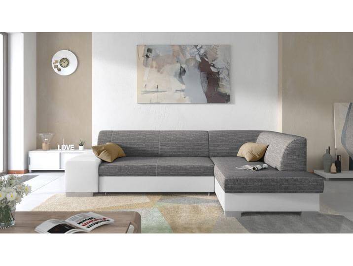 Piave Ecksofa Kunstleder MADRYT Strukturstoff BERLIN Weiß Dunkelgrau Rechts mit Piave Ecksofa Kunstleder MADRYT Strukturstoff BERLIN Weiß Dunkelgrau Rechts mit von 99rooms