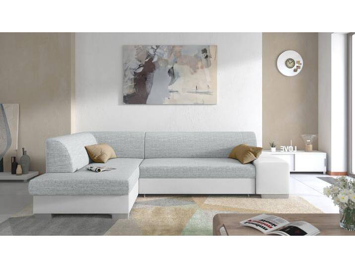 Piave Ecksofa Kunstleder MADRYT Strukturstoff BERLIN Weiß Hellgrau Links mit von 99rooms