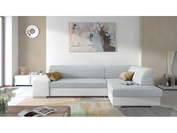 Piave Ecksofa Kunstleder MADRYT Strukturstoff BERLIN Weiß Hellgrau Rechts mit von 99rooms