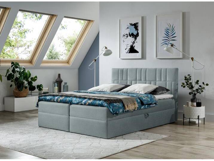Piero Boxspringbett Strukturstoff INARI Hellgrau 160x200 cm von 99rooms