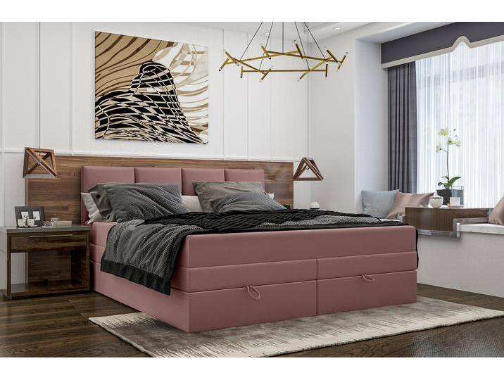 Praga Boxspringbett 180x200 cm Velours Rosa Praga Boxspringbett 180x200 cm Velours Rosa von 99rooms