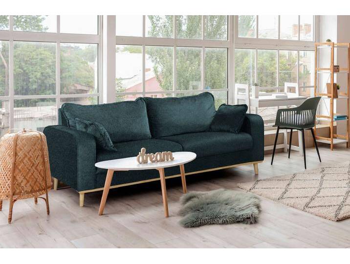 Preston 3-Sitzer Sofa Boucle-Stoff ABRIAMO Dunkelblau von 99rooms
