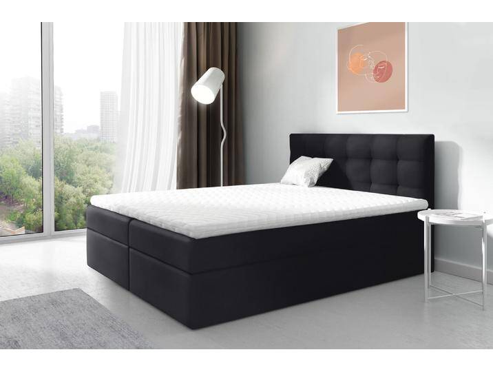Ramiro Boxspringbett Velours JASMINE Schwarz 140x200 cm von 99rooms