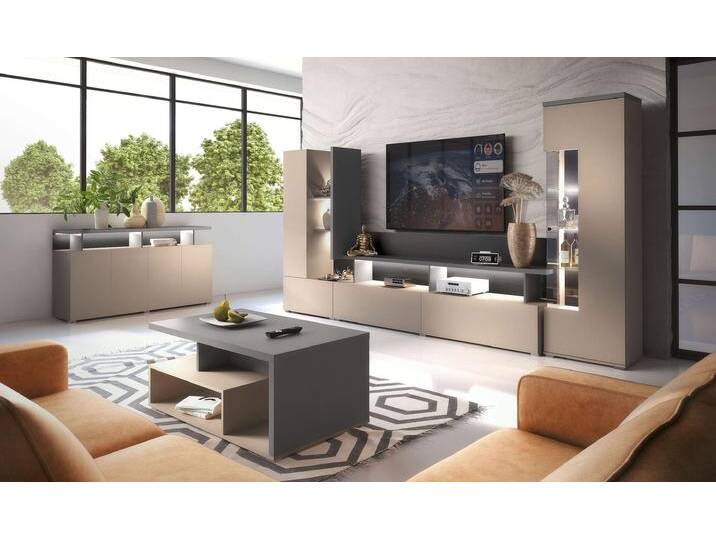 Rio Wohnzimmerset Cappuccino Anthrazit Schwarz mit LED-Beleuchtung Rio Wohnzimmerset Cappuccino Anthrazit Schwarz mit LED-Beleuchtung von 99rooms