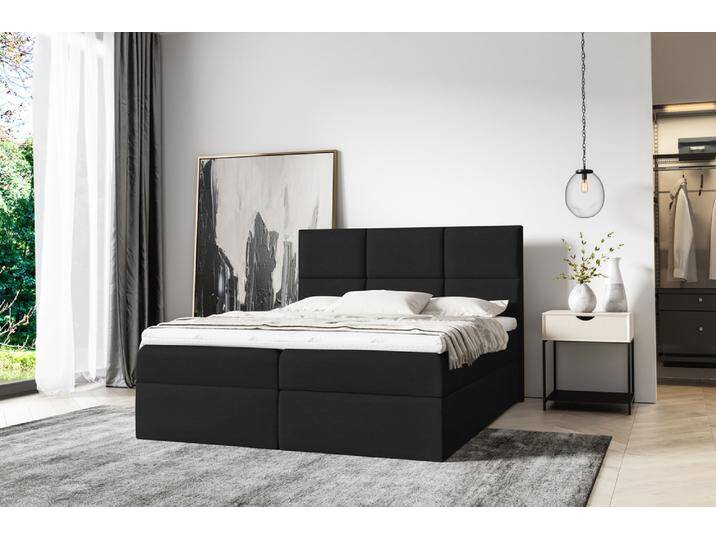 Rubin Boxspringbett Kunstleder 160x200 cm Schwarz Rubin Boxspringbett Kunstleder 160x200 cm Schwarz von 99rooms