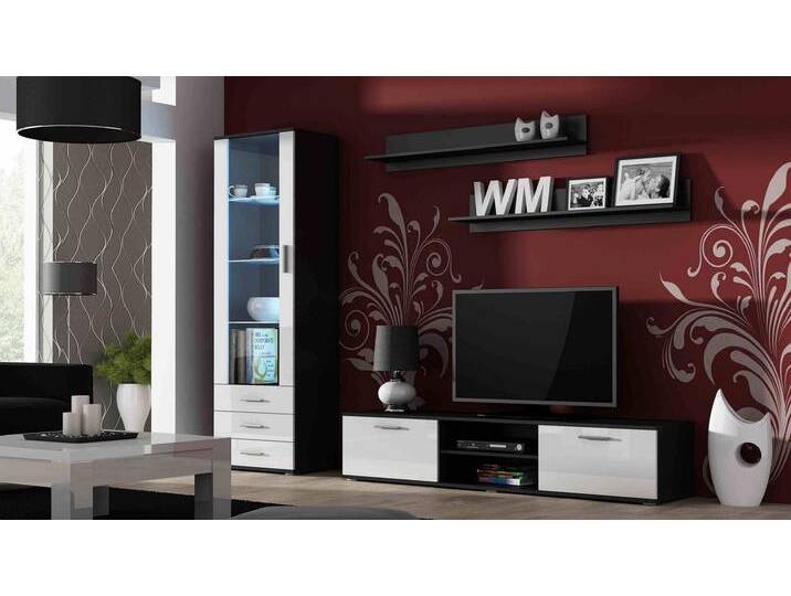 Saho I Wohnwand Schwarz Weiß Saho I Wohnwand Schwarz Weiß von 99rooms
