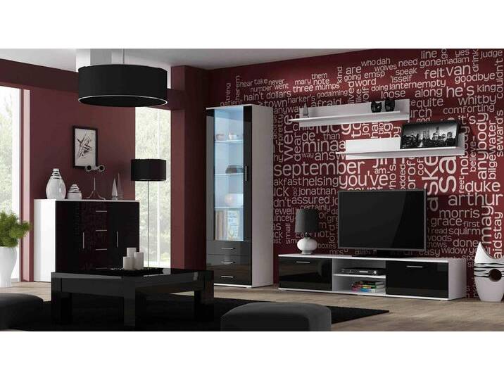 Saho II Wohnwand Weiß Schwarz Saho II Wohnwand Weiß Schwarz von 99rooms