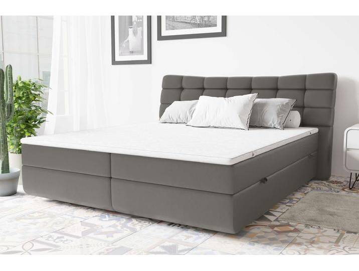 Salvatore Boxspringbett Kunstleder MADRYT Beton Taschen-Federung 160x200 cm von 99rooms