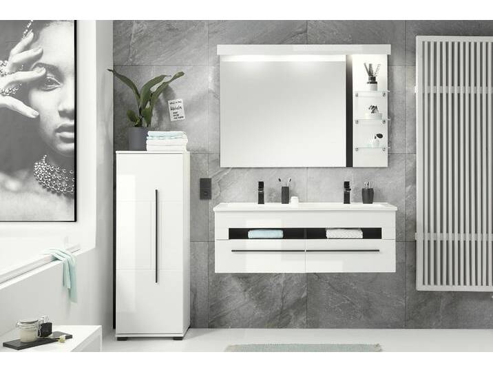 Sambir XVIII Badezimmerset Weiß Hochglanz Weiß Matt von 99rooms