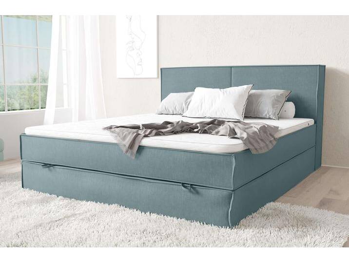 Samson Boxspringbett 180x200 cm Strukturstoff INARI Pastellblau Taschen-Federung von 99rooms